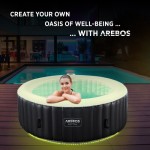 AREBOS Indoor/Outdoor Inflatable Massage Bathtub | Round Spa Pool with LED Lights
